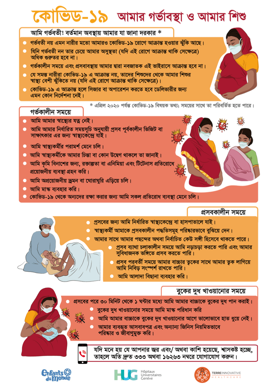 Lutte contre le COVID-19 au Bangladesh | Poster pour femmes enceintes